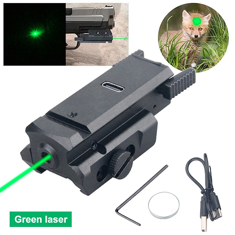 Tactical Led Flashlight With Green Laser Sight