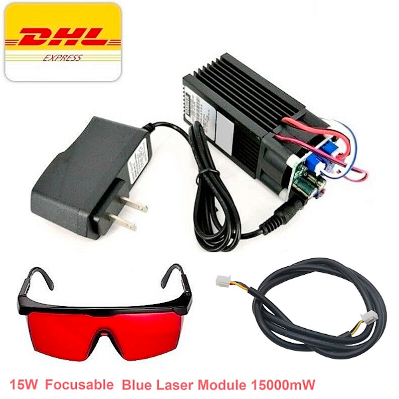 15w 450nm Fixed Focus Laser Module 15000mw DIY Bule Laser Head for CNC Laser Engraving Machine Laser Cutter with TTL PWM