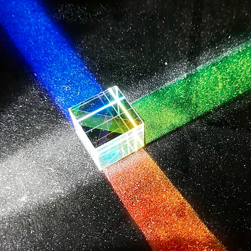 X Cube Six Sided Bright Light Cube Stained Glass Prism Beam Splitting Prism Optical Experiment Instrument Optical Lens - Image 3