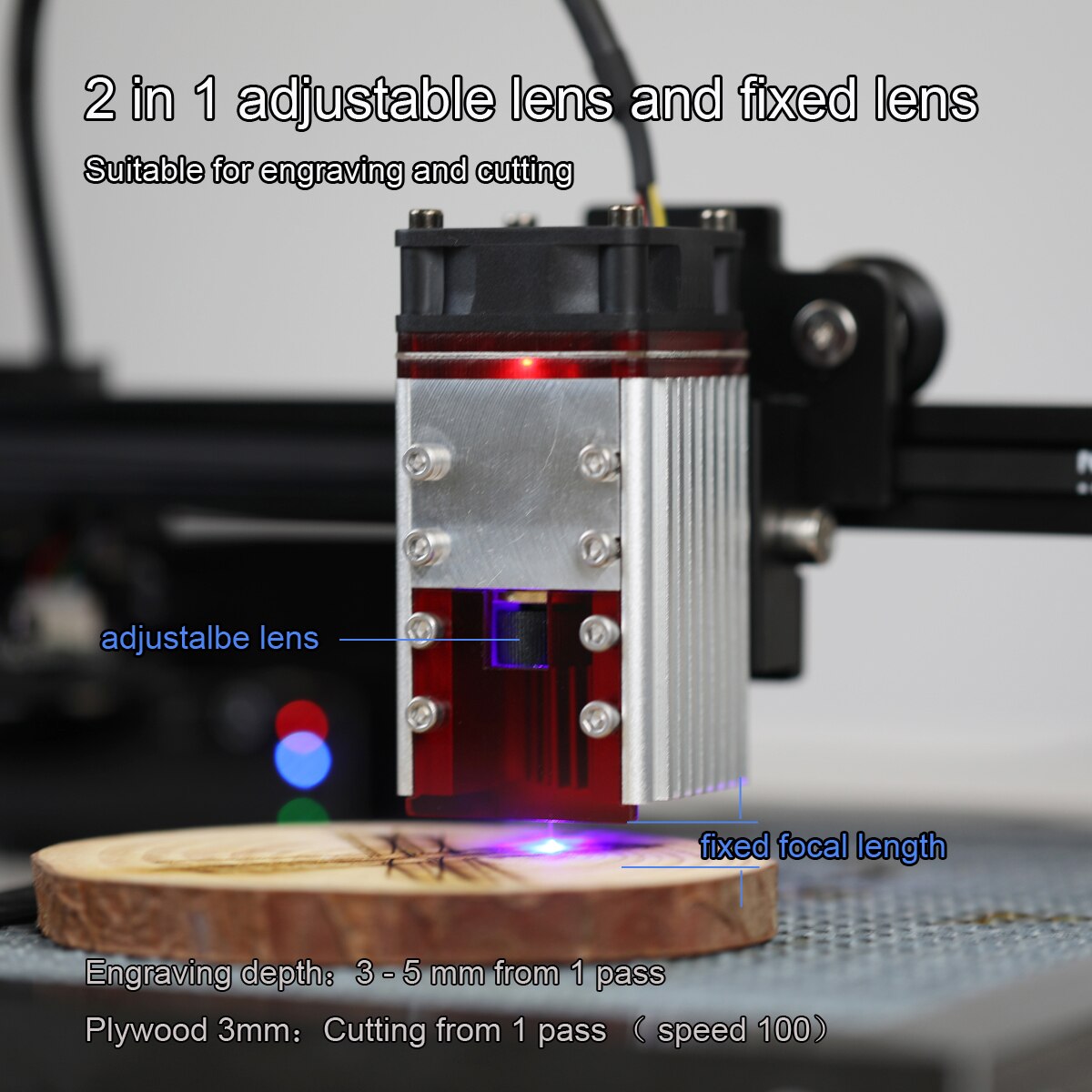 30W Focusable Laser Module Universal Laser Engraving Module Kit 450nm 7.5W Laser Head Compatible with TTL & PWM Modulation