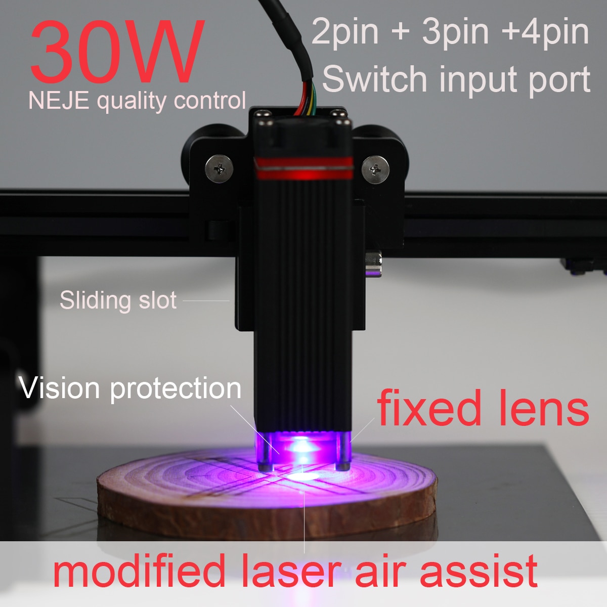 30W Laser Engraver Module Kit 8pcs Fixed Lens Laser Cutter Head Set with 450nm 7.5W Blue Laser for CNC Router Engraving Machine