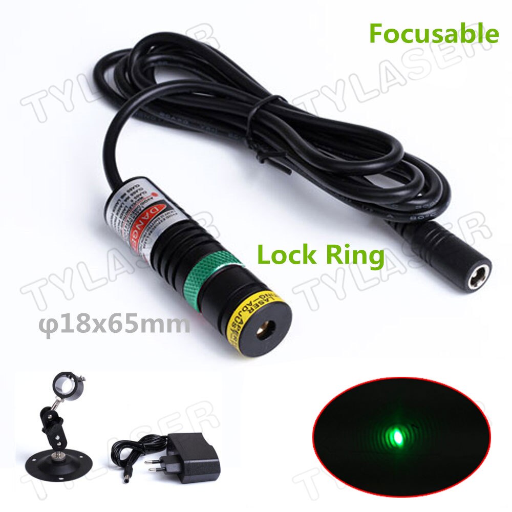 Focusable D18X65 520nm Direct Green Dot Laser 10mW 20mW 30mW 50mW 80mW Laser Module for Positioning Low working Temperature