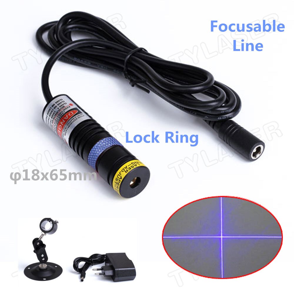 Glass Cross Line D18X65 Focusable 450nm Direct Blue Laser 10mw 30mW 50mW 80mW Laser Module for Cutting Positioning