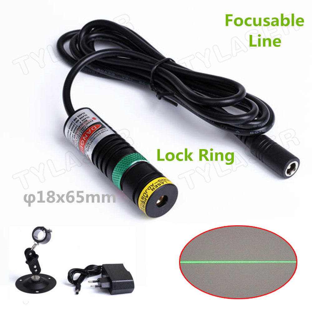 Glass Line D18X65 12VFocusable 520nm Direct Green Laser 10mW 20mW 30mW 50mW 80mW Laser Module for Cutting Mechanical Positioning