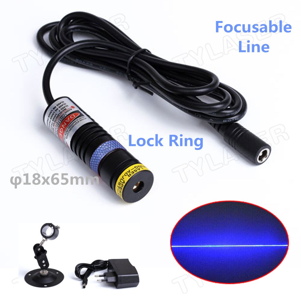 Glass Line D18X65 Focusable 405nm 12v Direct Blue Laser 30mW 50mW 100mW 150mW 200mW Laser Module for Cutting Positioning