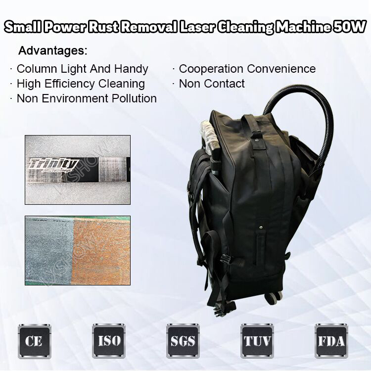 50W portable fiber Laser Rust Cleaning Removal Machine for metal steel rust painting oxide removal