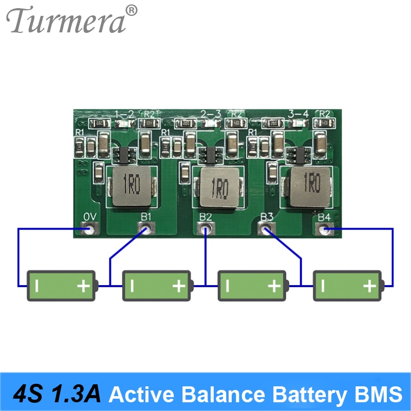 Turmera 1.3A Active Equalizer Balancer 2S 3S 4S 8.4V 12.6V 18650 Lithium 32700 Lifepo4 Battery Transfer Active Balance Board BMS 05